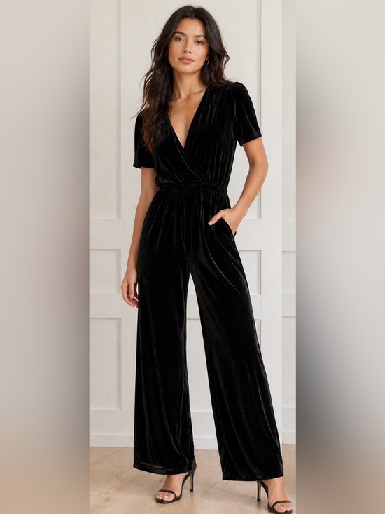 Happy X Nature Pants - Happy Nature Black Velvet Jumpsuit – Open Back Tie – Size M